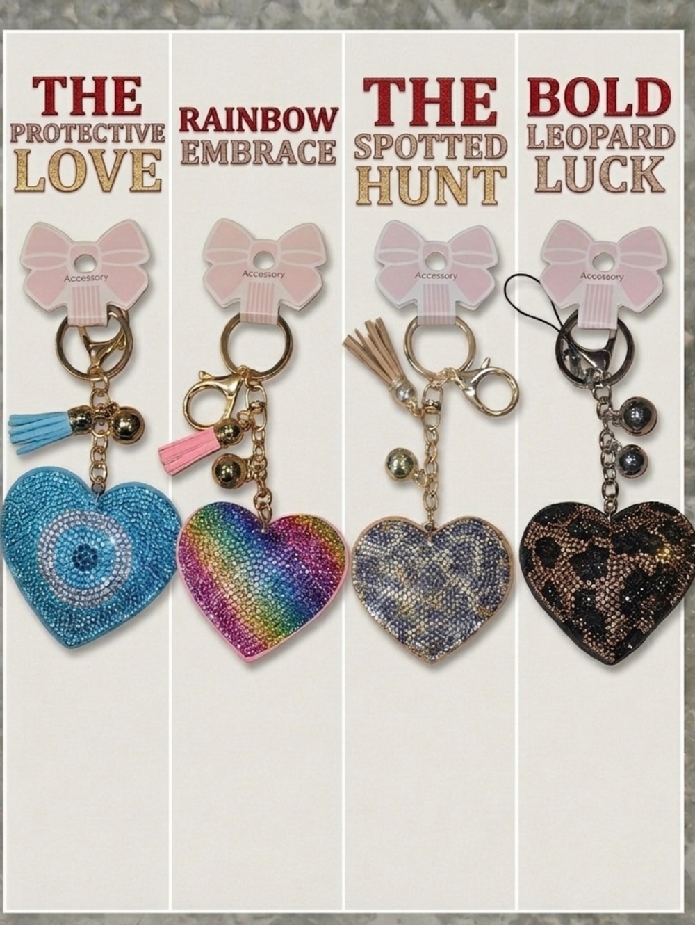 Printed Heart Keychains Nwt